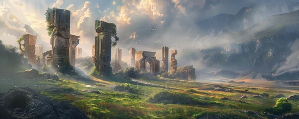 The quiet solitude of ancient ruins - obrazy, fototapety, plakaty
