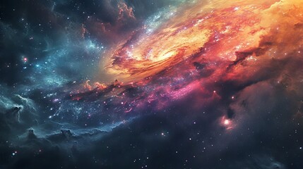Spectacularly beautiful galaxy with rainbow coloration - obrazy, fototapety, plakaty