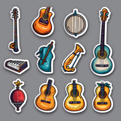 Naklejka premium stickers on the theme of musical instrumentsAbstract poster. Abstract art vector illustration. Art performance background.
