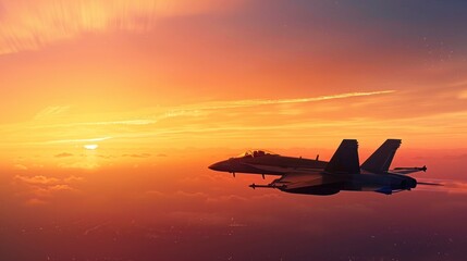 Swift jet fighter patrolling the skies at dusk, symbolizing defense of national borders by military aviation.