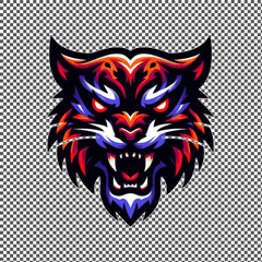 vector style of Leopard, menacing creature suitable for a logo with a tranasparent background