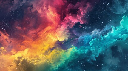 Galaxy featuring incredibly beautiful rainbow coloration - obrazy, fototapety, plakaty