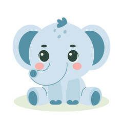 Cute baby elephant charcter. Vector illustration for children design. Flat style