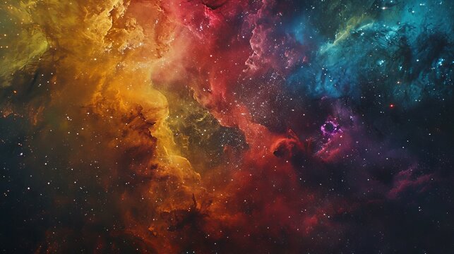 Enchantingly vibrant galaxy featuring vibrant rainbow hues