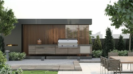 Fototapeta na wymiar modern barbecue corner design at home on white background