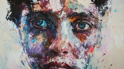 Abstract portrait with vibrant colors and expressive features.