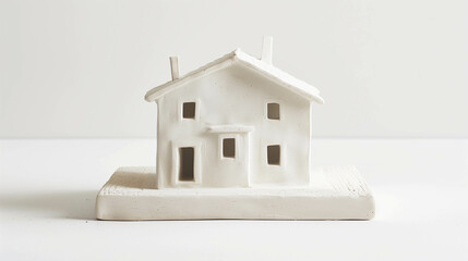 A sample house model made from white cement.