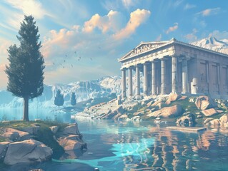 Capture the serene beauty of ancient Greece
