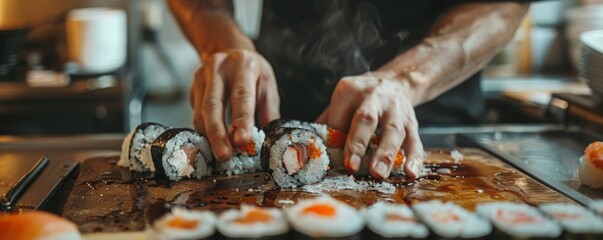 Connoisseurs opinion on the fusion of flavors in sushi - obrazy, fototapety, plakaty