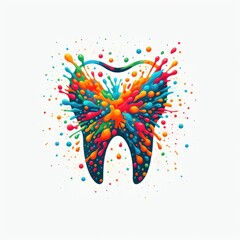 Isolated Colorful Tooth on a Clear PNG Canvas, Generative AI