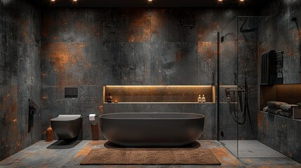 Bathroom with stone and wood