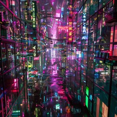 Digital twins in a neon-infused city