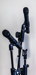 Purchased (consumer) microphone on the rack close-up