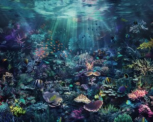 Ocean conservation efforts visualized in a vibrant underwater scene