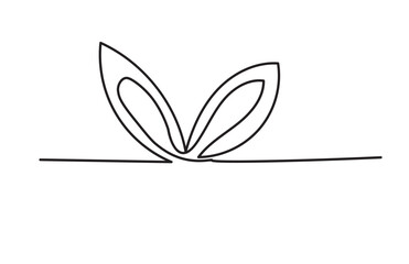 Vector rabbit ears vector one-line continuous drawing illustration. Hand-drawn bunny hare linear silhouette icon. Minimal design, outline print, banner, card, poster, brochure, logo, product packaging