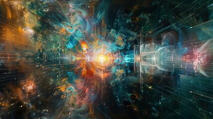 Quantum computing as the heart of a new digital renaissance visualized in stunning - obrazy, fototapety, plakaty