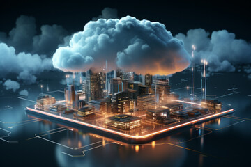 Symbol cloud computing cloud service technology illustration - obrazy, fototapety, plakaty