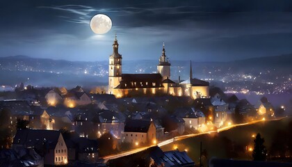 Generated image of night city landscape