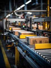 Fototapeta premium a conveyor belt with boxes on it 