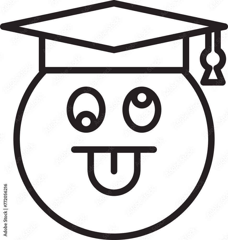 Wall mural cheeky face graduated student emoticon