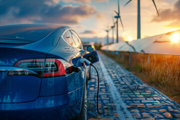 Electric Vehicle charger station solar panel and windmill 