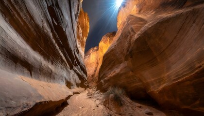 canyon in utah , large sandstone walls along path AI Generated