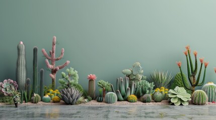 Desert Bloom: Admiring the Unique Floral Desertscape, Adorned with the Splendor of Cacti and Succulents, a Haven of Life Amidst the Arid Terrain, Where Beauty Thrives in the Most Unlikely of Places