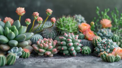 Desert Bloom: Admiring the Unique Floral Desertscape, Adorned with the Splendor of Cacti and...