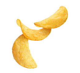 Delicious potato chips cut out - obrazy, fototapety, plakaty