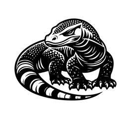 Obraz premium Komodo dragon hand drawn vector illustration