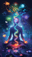Enlightenment Through Kundalini Meditation: A visualization of Chakras and Spiritual Energy