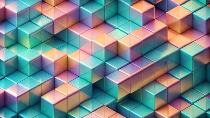Foto op Canvas abstract background. The colors of the cubes are bright and vibrant, and they create a sense of movement and energy in the image. AI generated illustration © thiraphut