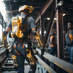 Robotic exoskeletons assisting construction worker