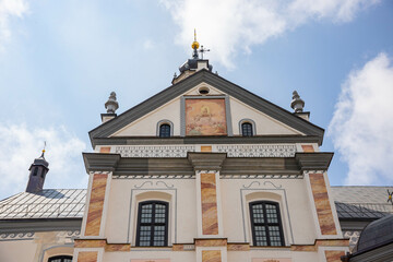 Fototapeta na wymiar View of the Nesvizh Catholic Church from the outside.