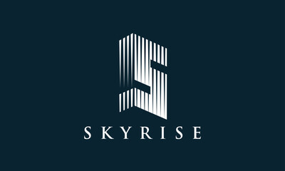 Letter S Skyrise Luxurious Building Real Estate Logo Design vector icon symbol illustrations. A multifunctional logo that can be used in many real estate business companies and services.