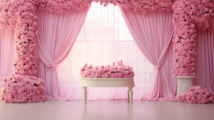 Dreamy pink garden escape  floral wedding stage