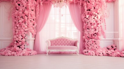 Blossom blissful escape  pink wedding stage