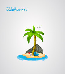World Maritime Day, Maritime creative concept fopr social media banner, poster, vector illustration