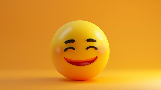 3d Smiling emoji in orange gradiend background