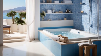 Bathroom with blue theme