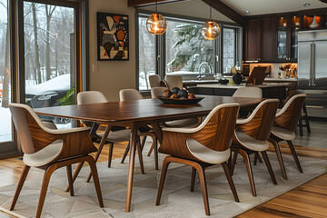 Retro Chic: Stylish Dining Space with Mid-Century Flair