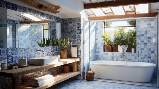 Bathroom with blue theme
