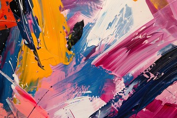 : A dynamic abstract painting with bold colors and strong brushstrokes - obrazy, fototapety, plakaty
