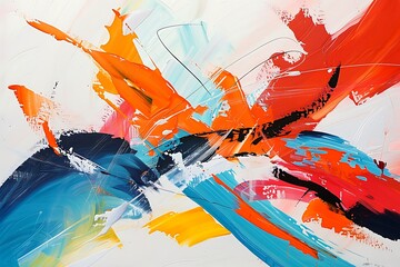 : A dynamic abstract painting with bold colors and strong brushstrokes