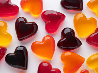 Colorful heart candy on a white background