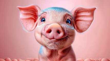  A tight shot of a pig's face with numerous bubbles at its lower end