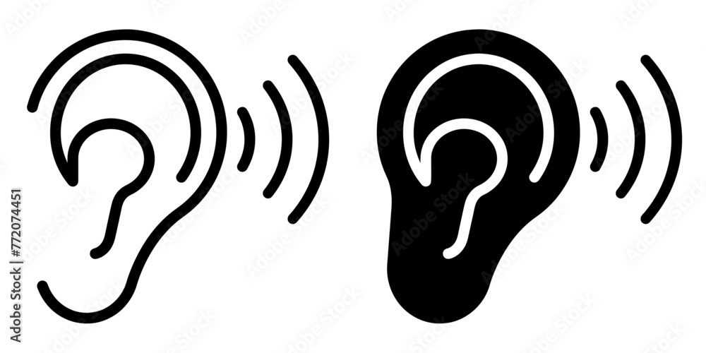 Fototapete ofvs564 outlinefilledvectorsign ofvs - ear listening vector icon . isolated transparent . black outl
