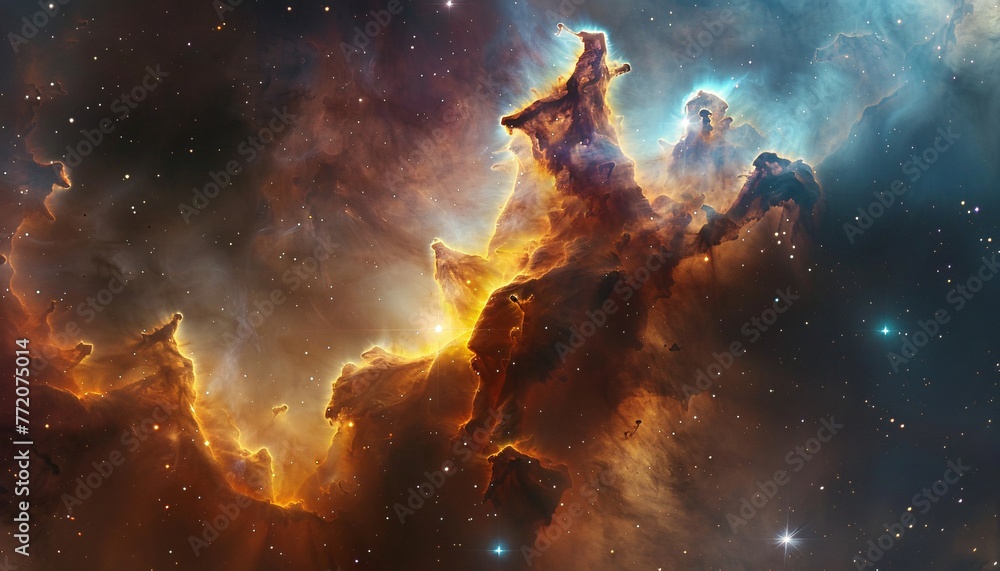 Poster galaxy glow a celestial splash of color and light generative ai