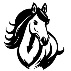 Strong black and white horse symbol, horse logo