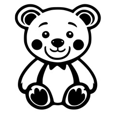 Monochrome Icon: Adorable Bear Illustration in Black and White